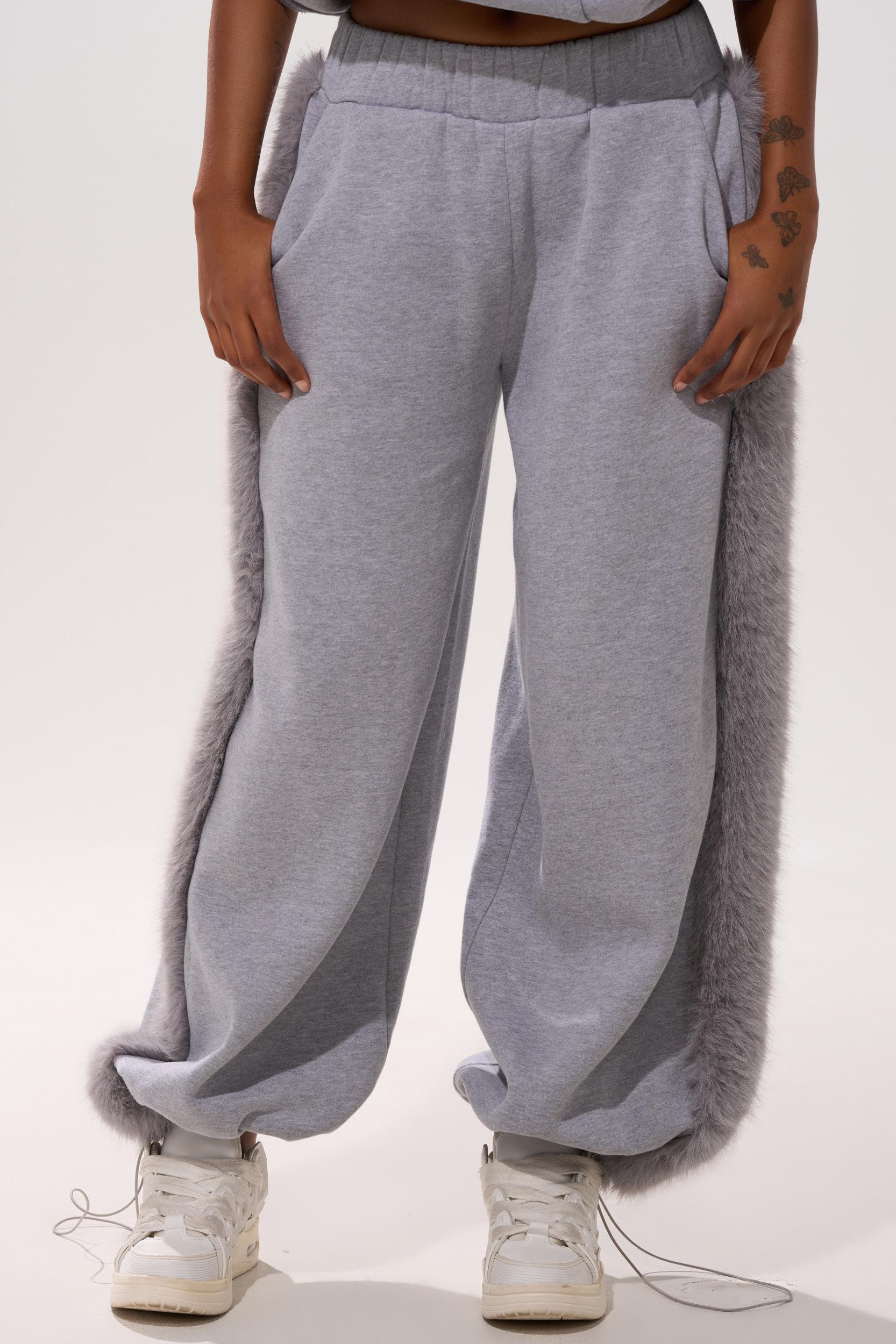 LUXE FUR JOGGER IN GREY Product Image