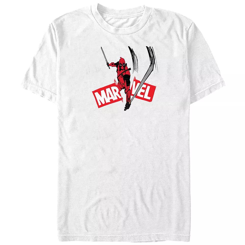 Big & Tall Marvel Deadpool Slashing Marvel Logo Graphic Tee, Men's,  Product Image