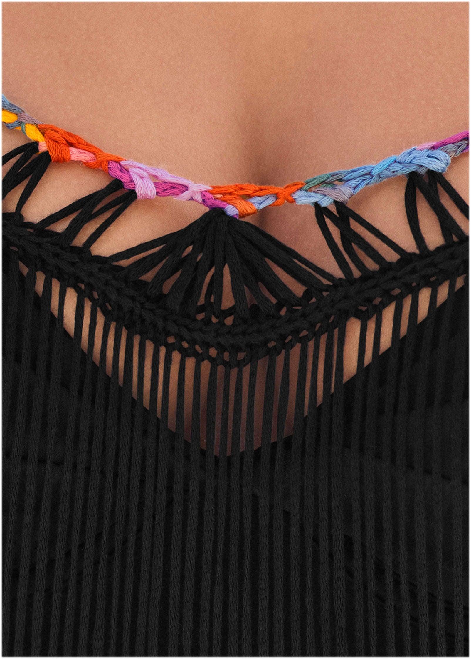 Maxi Crochet Cover-Up Dress - Black Multi Product Image