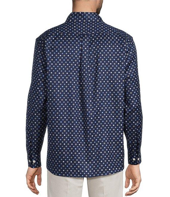 Roundtree & Yorke Long Sleeve Geo Print Oxford Sport Shirt Product Image
