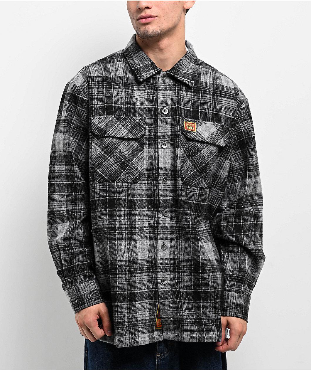 FB County Super Heavyweight Wool Black & Grey Flannel Shirt Product Image