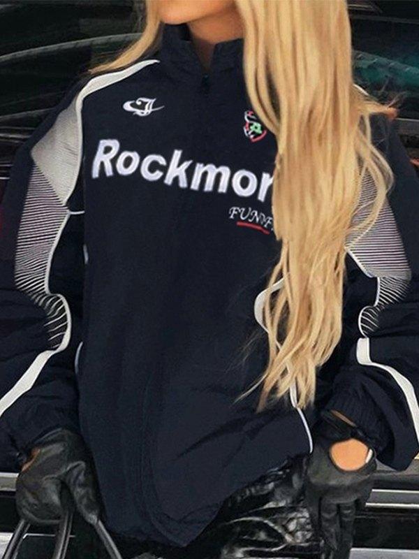 Contrast Logo Graphic Moto Jacket Product Image