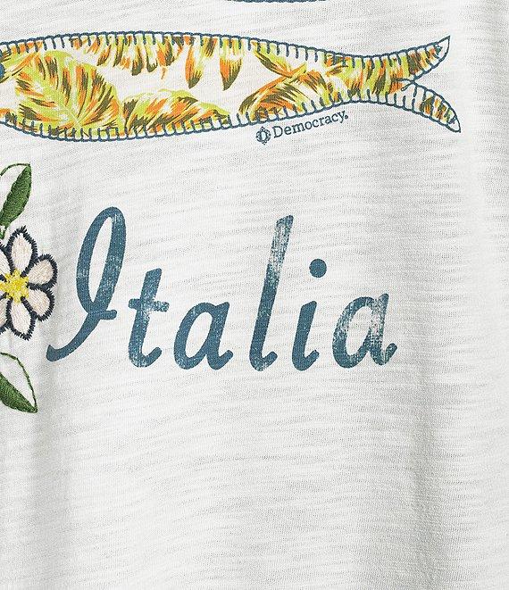 Democracy Embroidered Amalfi Coast Italy Crew Neck Short Sleeve Graphic Tee Product Image