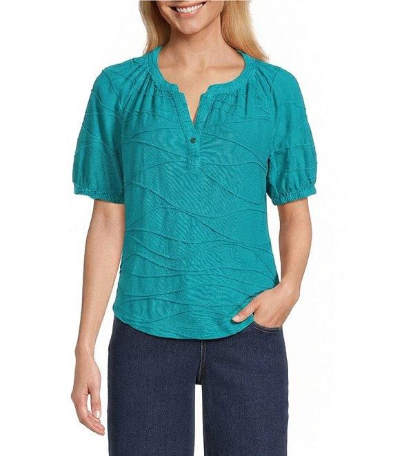 Westbound Knit Elbow Sleeve Henley Top Product Image