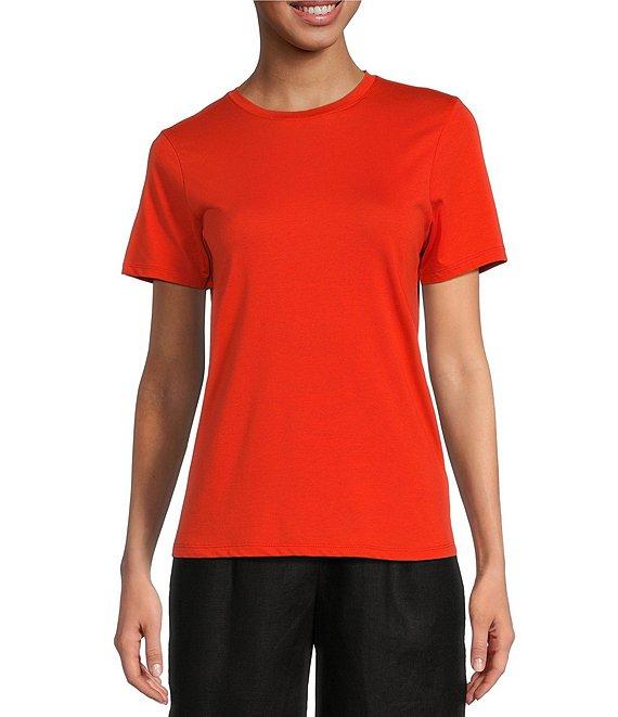 Le' AL.X Short Sleeve Crew Neck Knit Jersey Pima Cotton Tee Top Product Image
