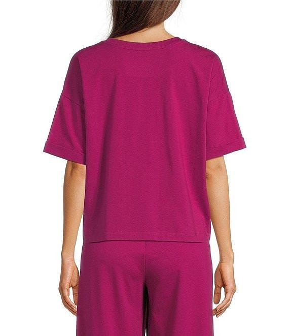 Eileen Fisher Organic Cotton Blend Stretch Jersey Round Neck Short Sleeve Top Product Image