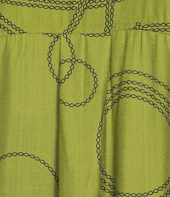 Ali Miles Plus Size Woven Geometric Print Point Collar 3/4 Sleeve Button-Front Tunic Product Image