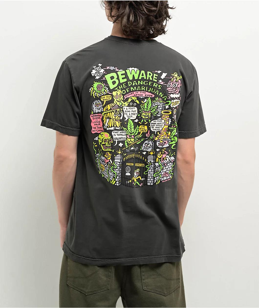 Killer Acid Stoner Graveyard Grey T-Shirt Product Image