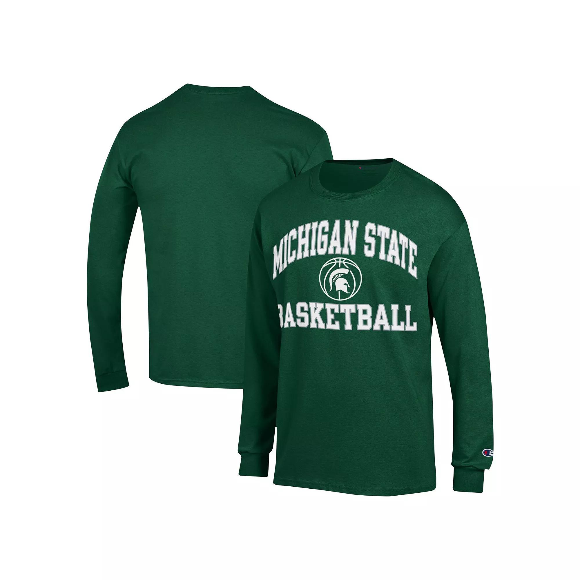 Men's Champion Green Michigan State Spartans Basketball Icon Long Sleeve T-Shirt, Size: Medium Product Image