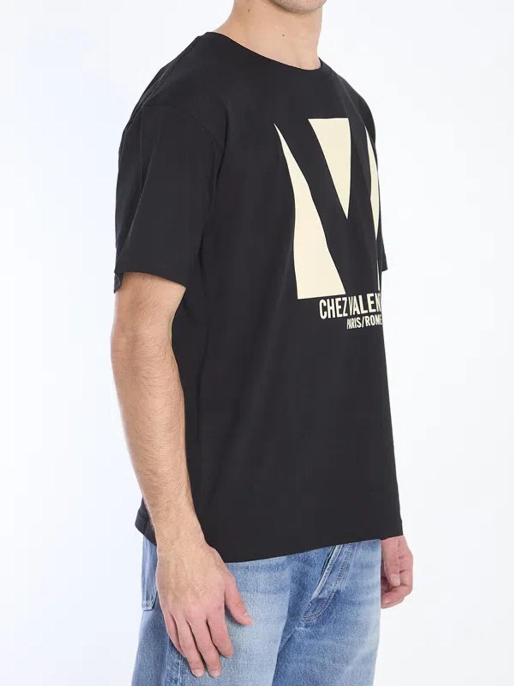 VALENTINO Crew Neck Short Sleeves T-shirts In Black Product Image