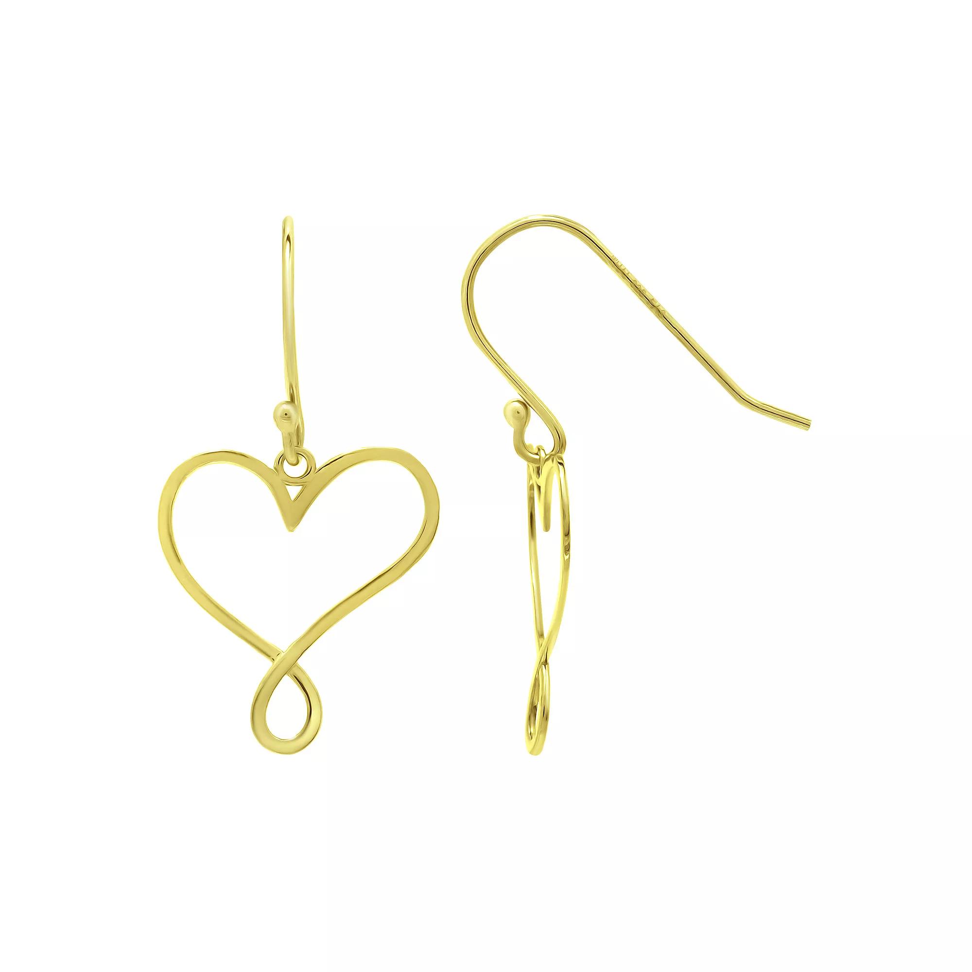 Aleure Precioso Infintiy Heart Fishhook Drop Earrings, Women's, Gold Tone Product Image