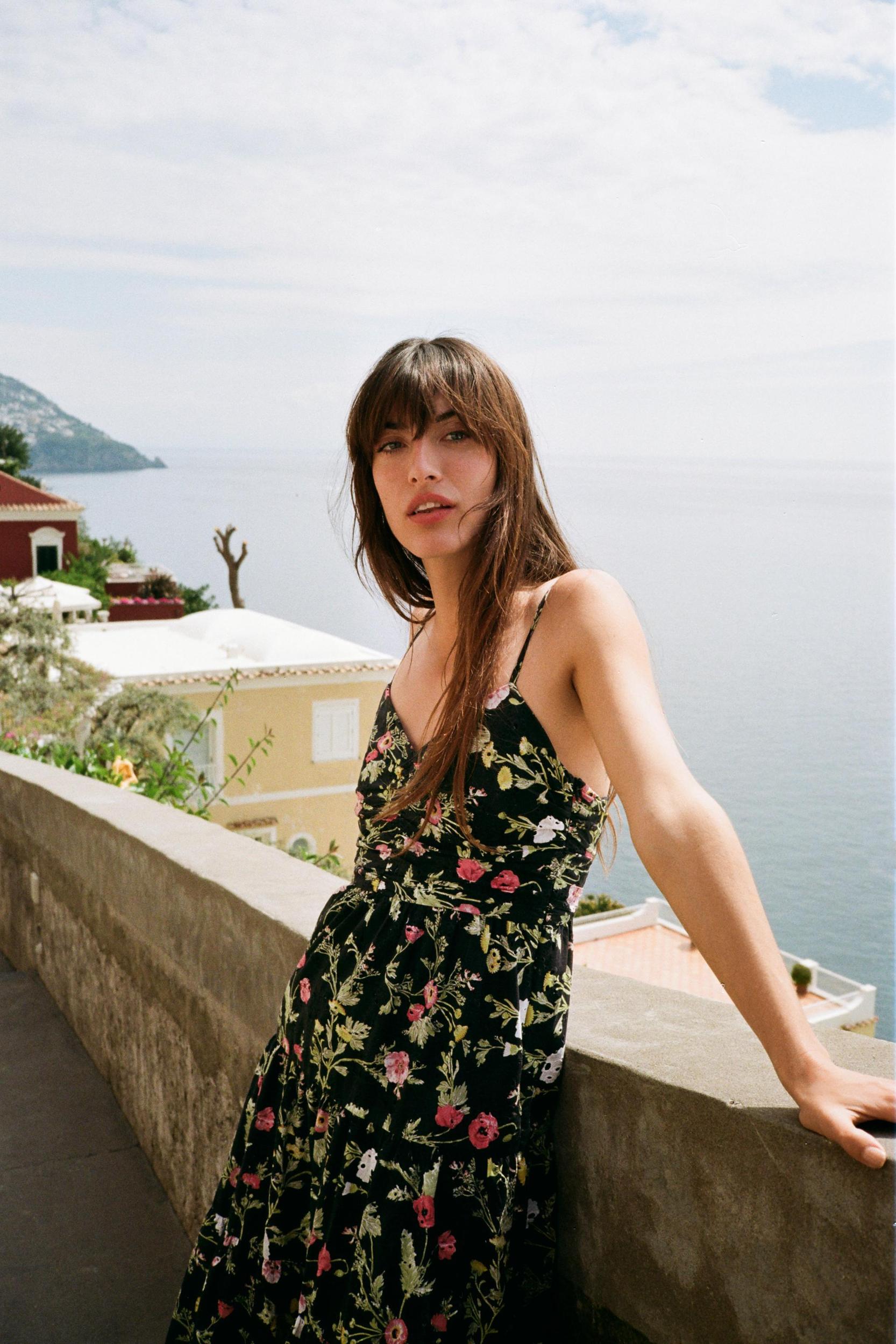 PRINTED MIDI DRESS WITH OPENWORK EMBROIDERY Product Image