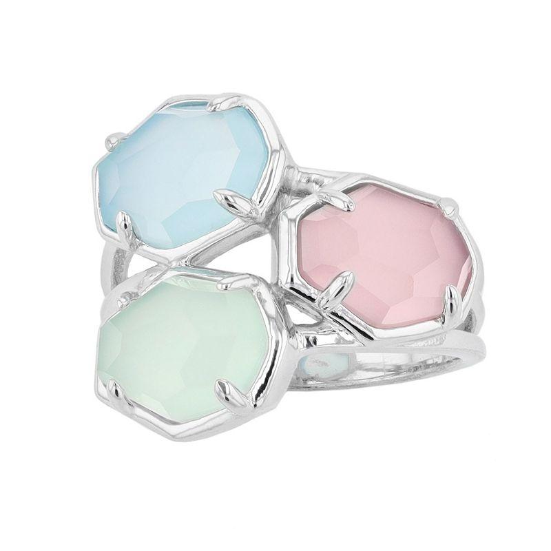 SIRI USA by TJM Sterling Silver Apple, Blue & Lavender Chalcedony 3 Stone Ring, Women's, Size: 8 Product Image