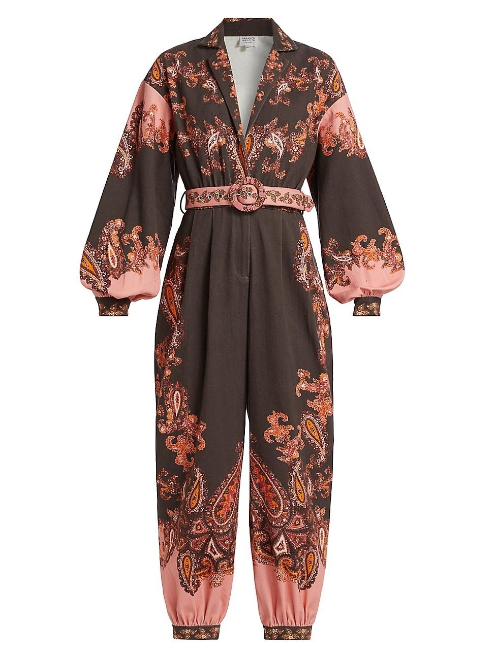 Womens Omya/Day Paisley Cotton Belted Jumpsuit Product Image