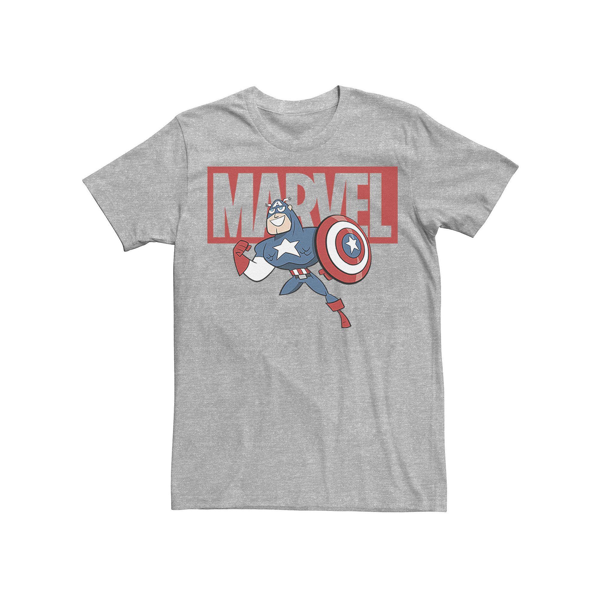 Men's Marvel Captain America Chibi Action Pose Logo Outline Tee,  Product Image