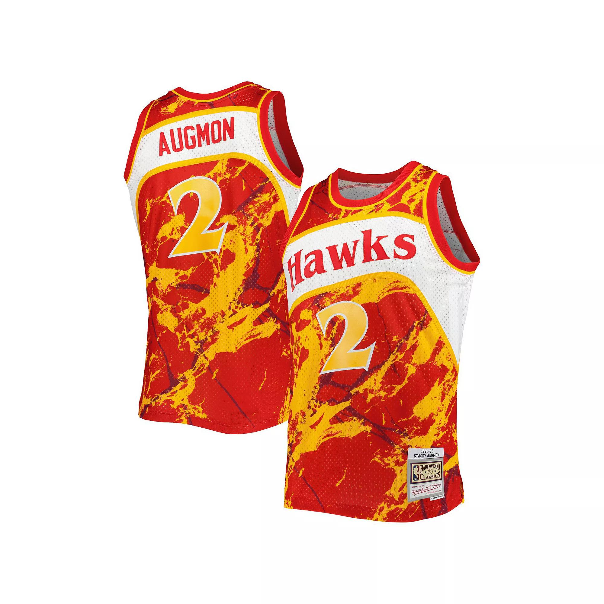 Men's Mitchell & Ness Stacey Augmon Red Atlanta Hawks 1991-92 Hardwood Classics Marble Swingman Jersey, Size: Medium Product Image