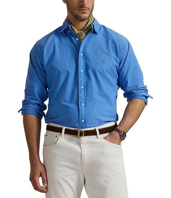 Polo Ralph Lauren Big & Tall Solid Garment-Dye Oxford Long Sleeve Woven Shirt Product Image