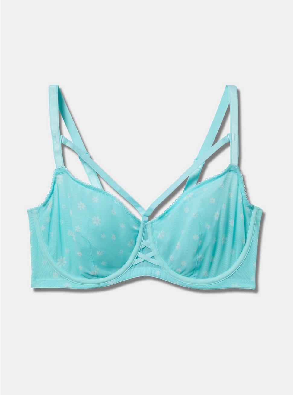 Unlined Balconette Printed Mesh Straight Back Bra Product Image
