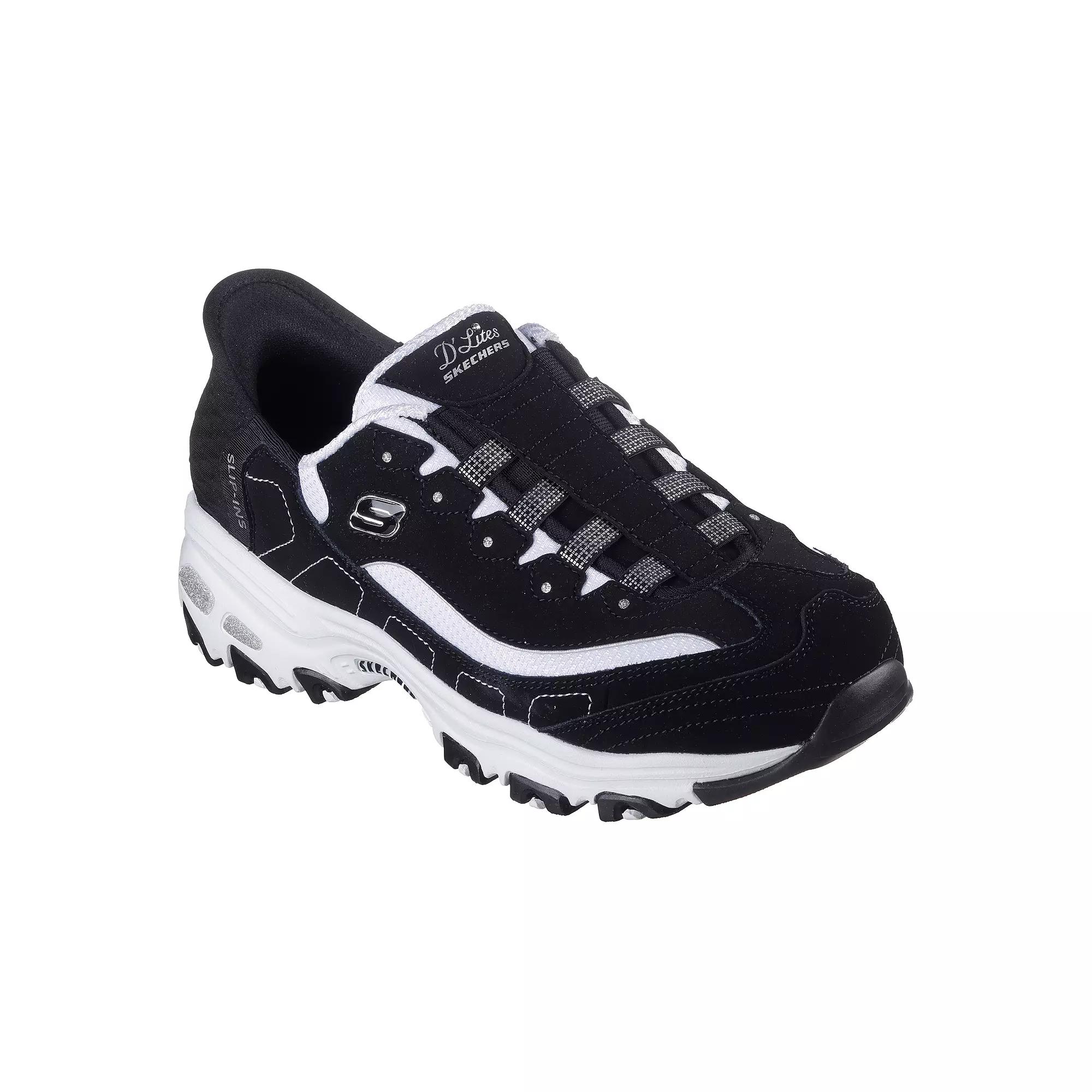Skechers Hands Free Slip-ins® D'Lites Timeless Look Women's Sneakers, Size: 8 Wide, Black White Product Image