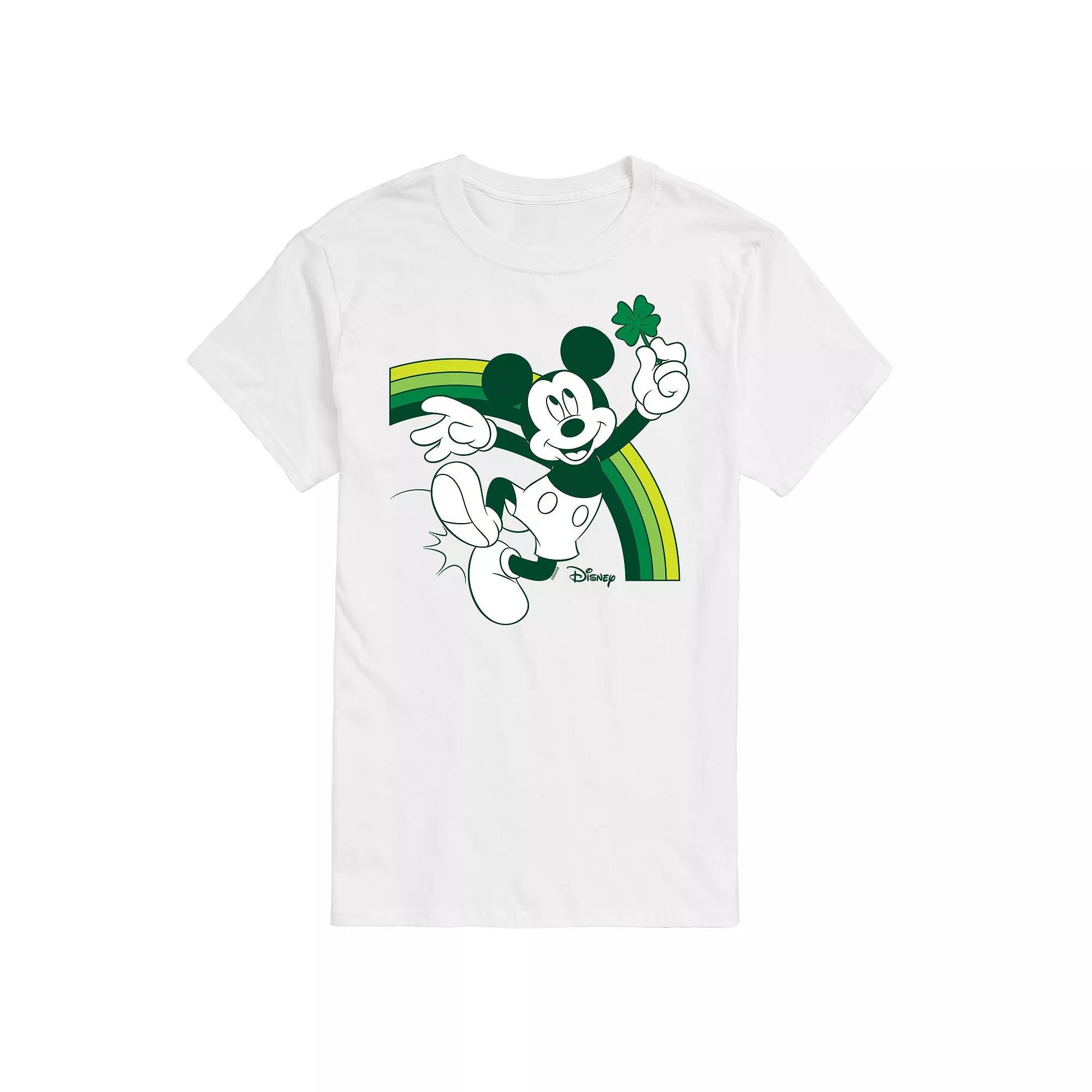 Disney's Mickey Mouse Men's Green Rainbow Graphic Tee,  Product Image