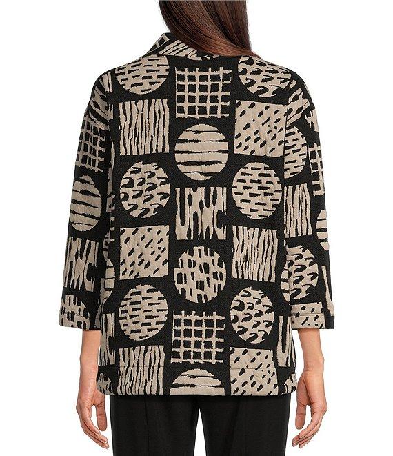 Ali Miles Knit Jacquard Geometric Abstract Print Mock Neck Long Sleeve Popover Tunic Product Image