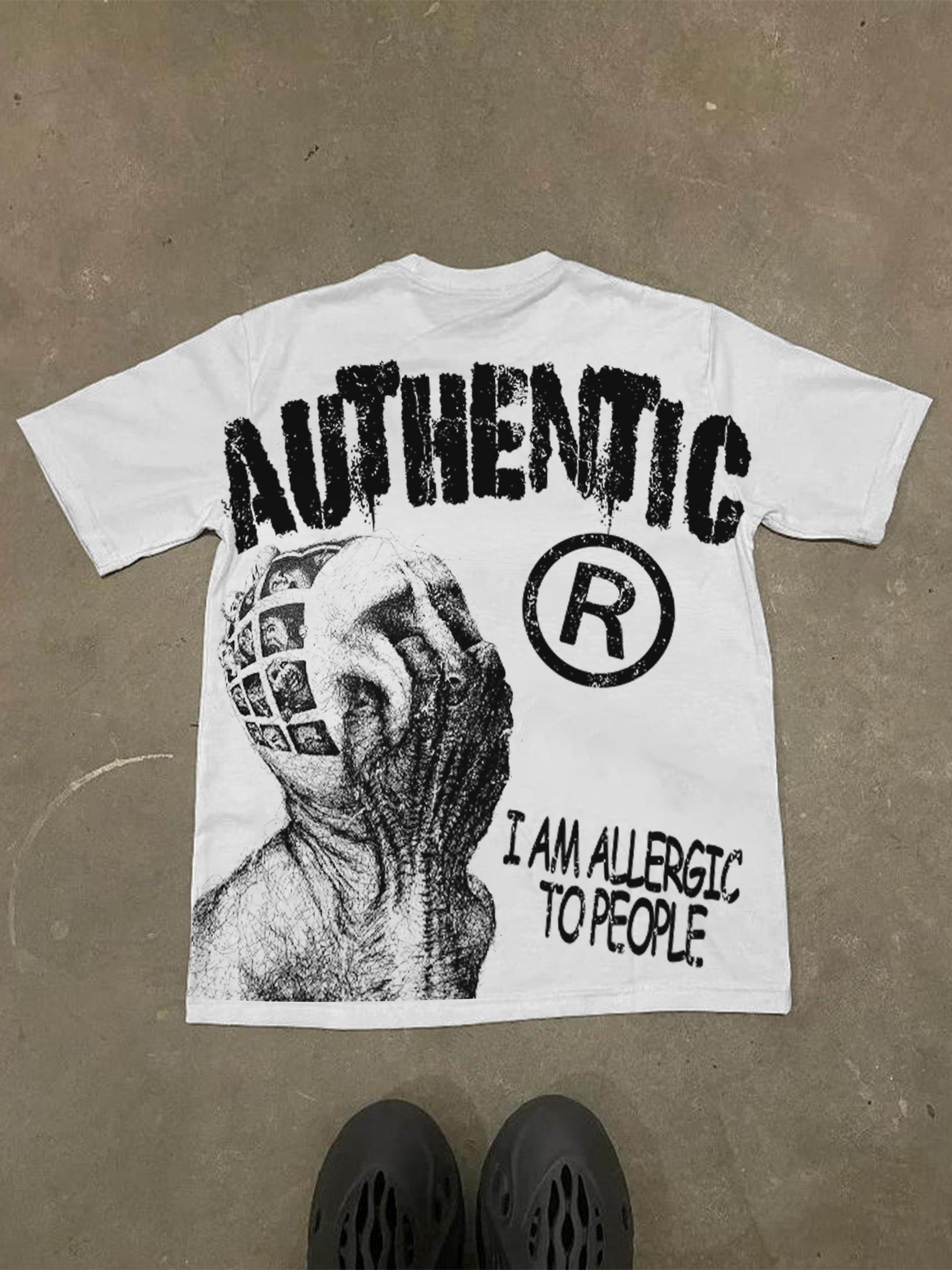 Sopula Vintage I Am Allergic To People Graphics Print Cotton T-shirt Product Image