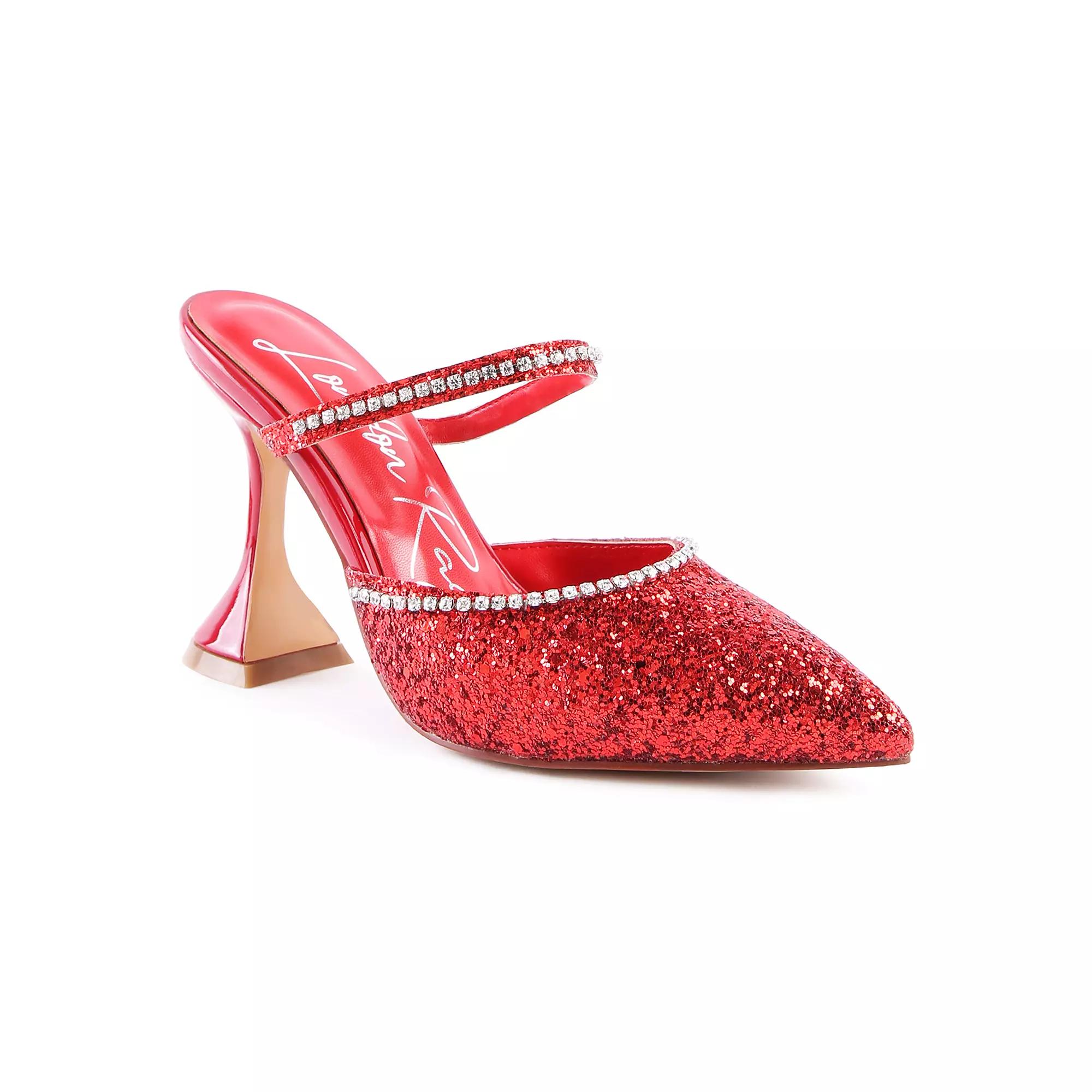 London Rag Iris Glitter Spool Women's Heel Sandals, Size: 6, Red Product Image