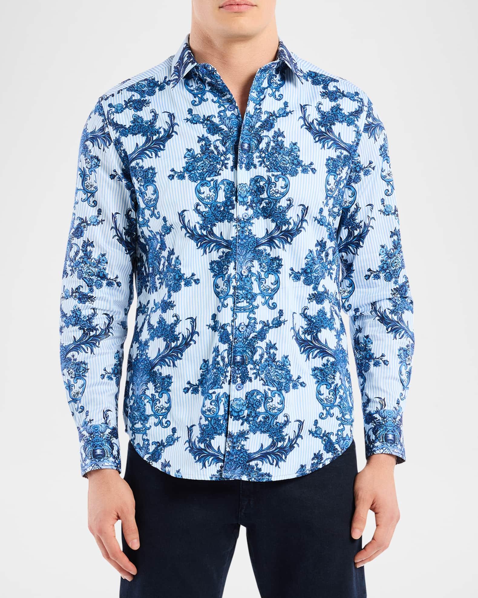 Men's Bayswater Pinstripe Damask Stretch Sport Shirt Product Image