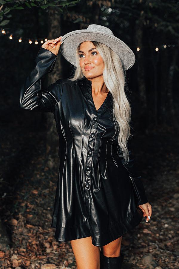 Mostly Amused Faux Leather Dress in Black Product Image