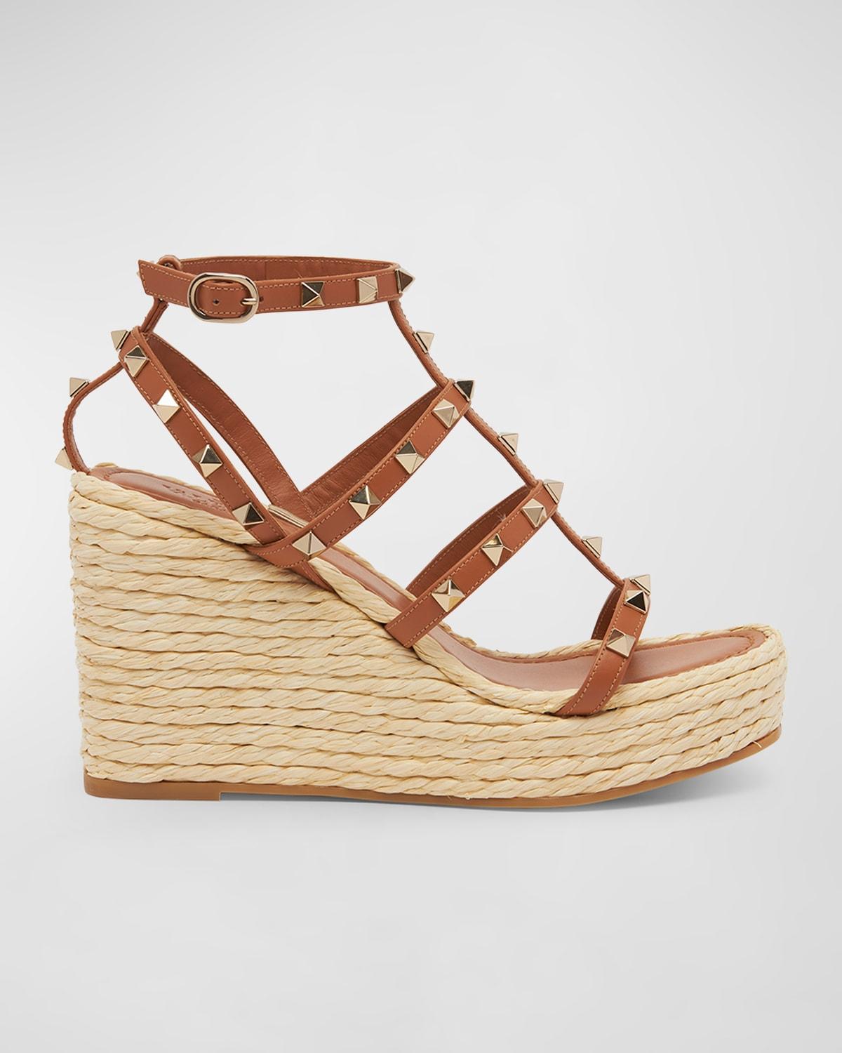 Rockstud Caged Wedge Espadrille Sandals Product Image