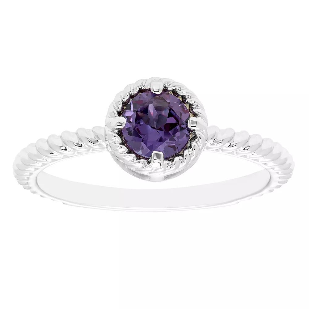 Boston Bay Diamonds Sterling Silver Lab-Grown Alexandrite Rope Halo Stacking Ring, Women's, Size: 7 Product Image