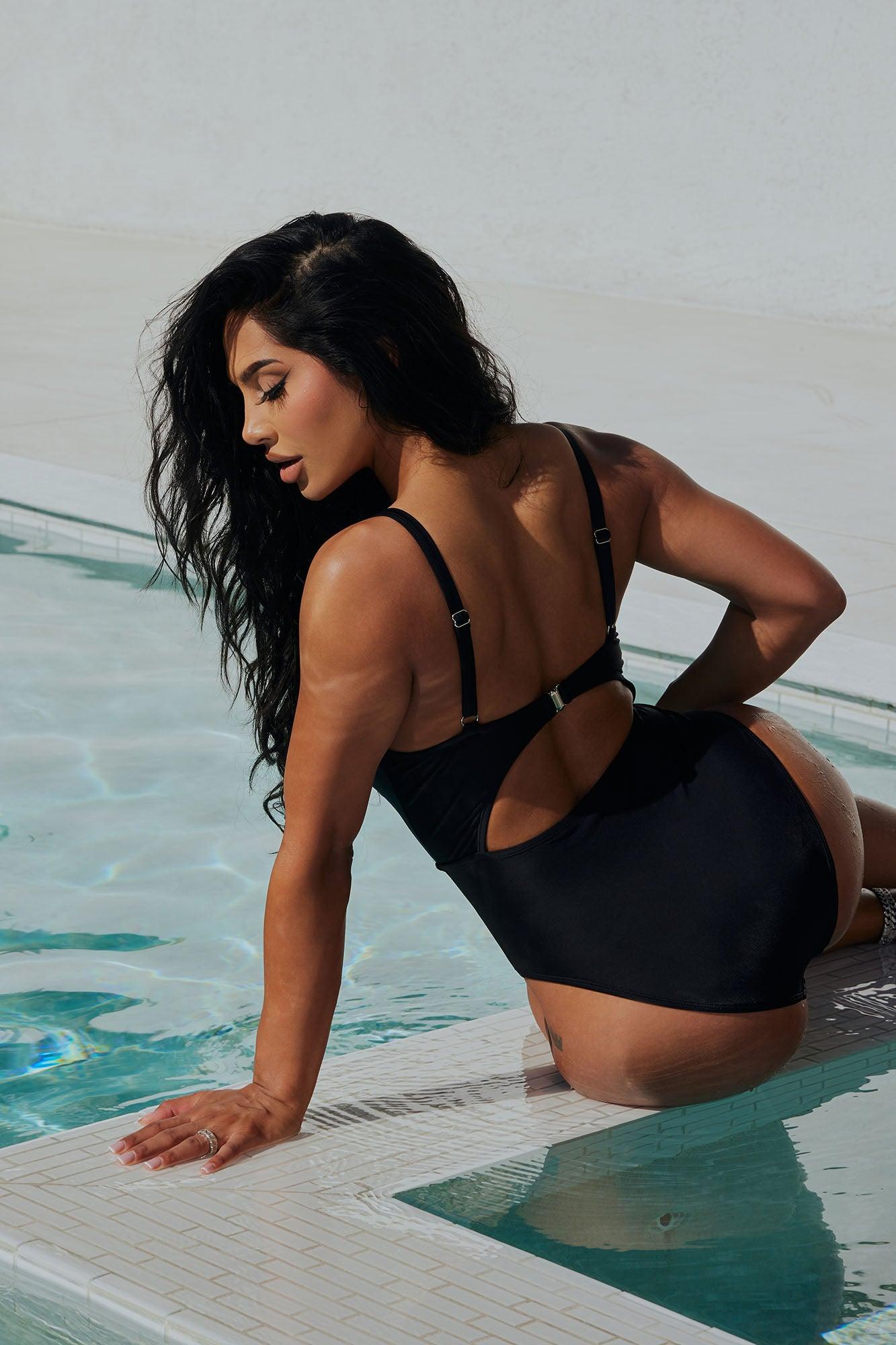 Rachel Cut Out 1 Piece Swimsuit  - Black Product Image