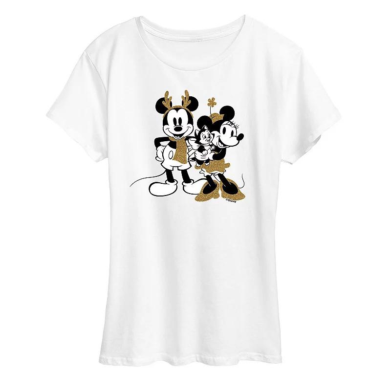 Disney's Mickey Mouse Women's Mickey Minnie Sparkle Graphic Tee, Girl's,  Product Image