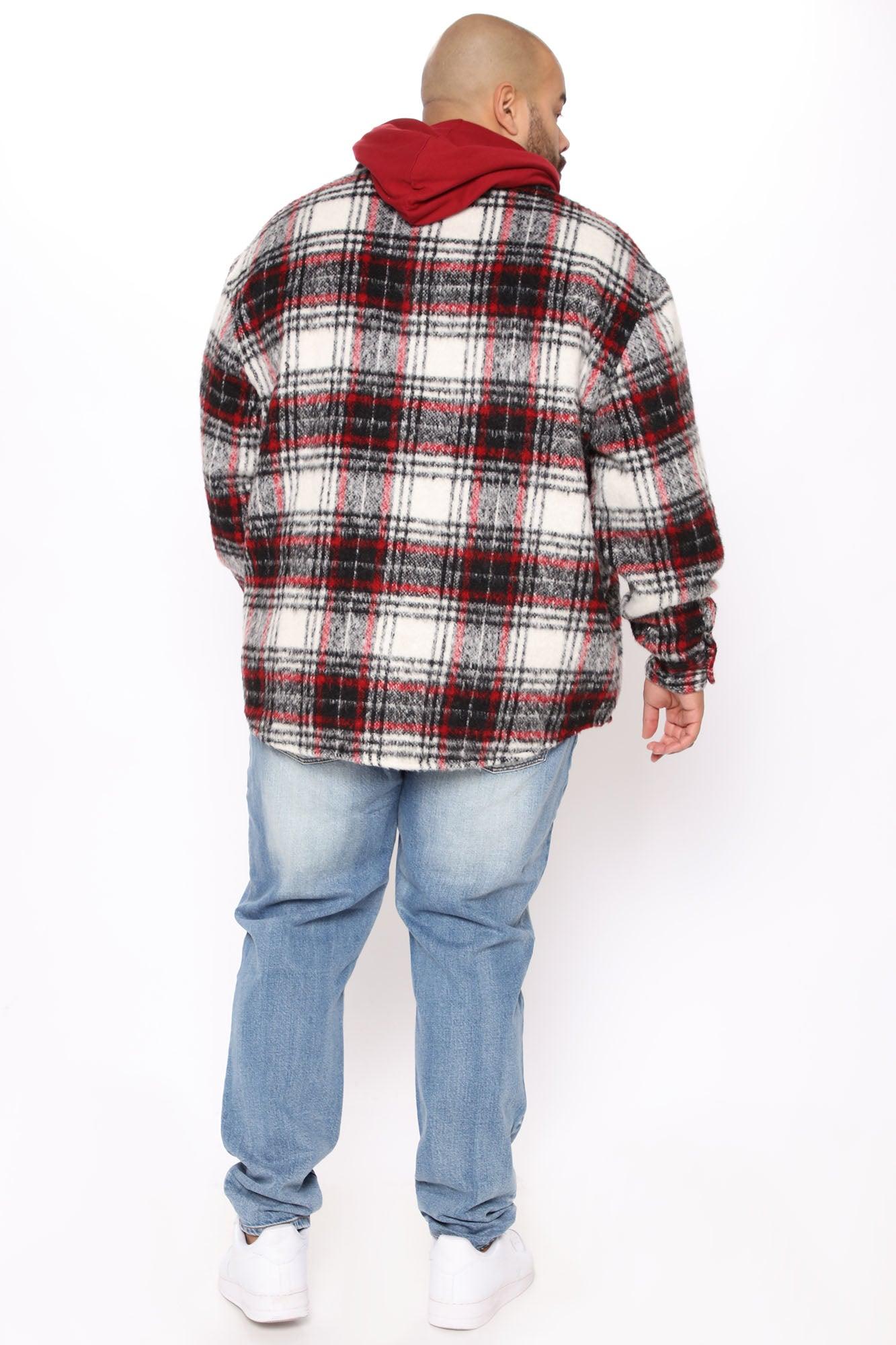Move Up Plaid Shacket - Red/combo Product Image