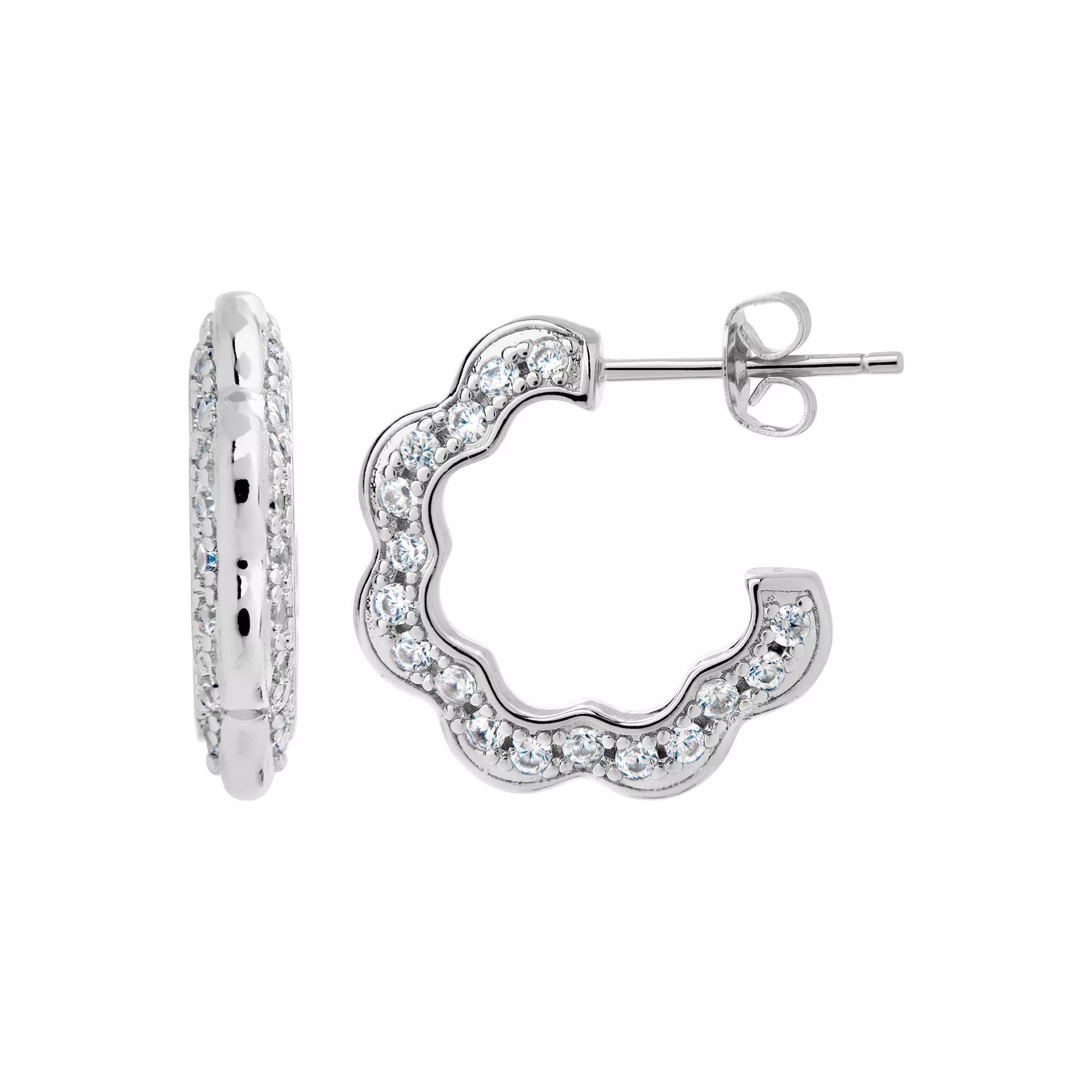 MC Collective Cubic Zirconia Bezzle Hoops, Women's, Silver Tone Product Image