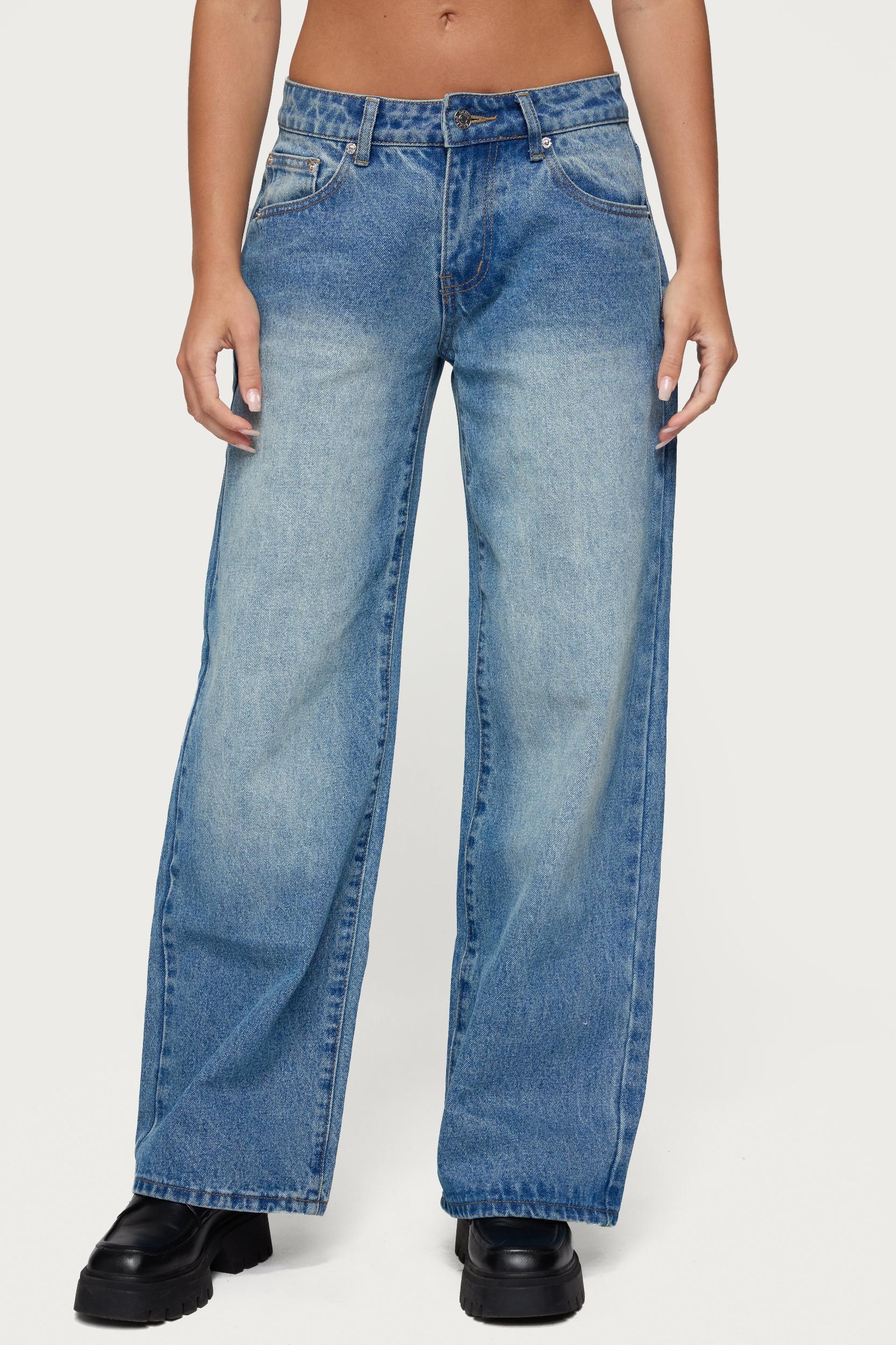 Magda Acid Wash Low Rise Baggy Jeans Product Image