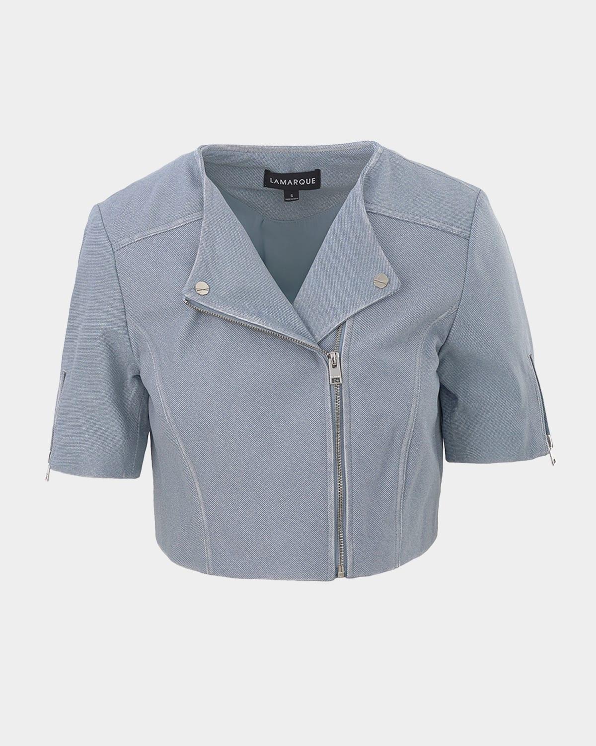 Kirsi Short-Sleeve Leather Jacket Product Image