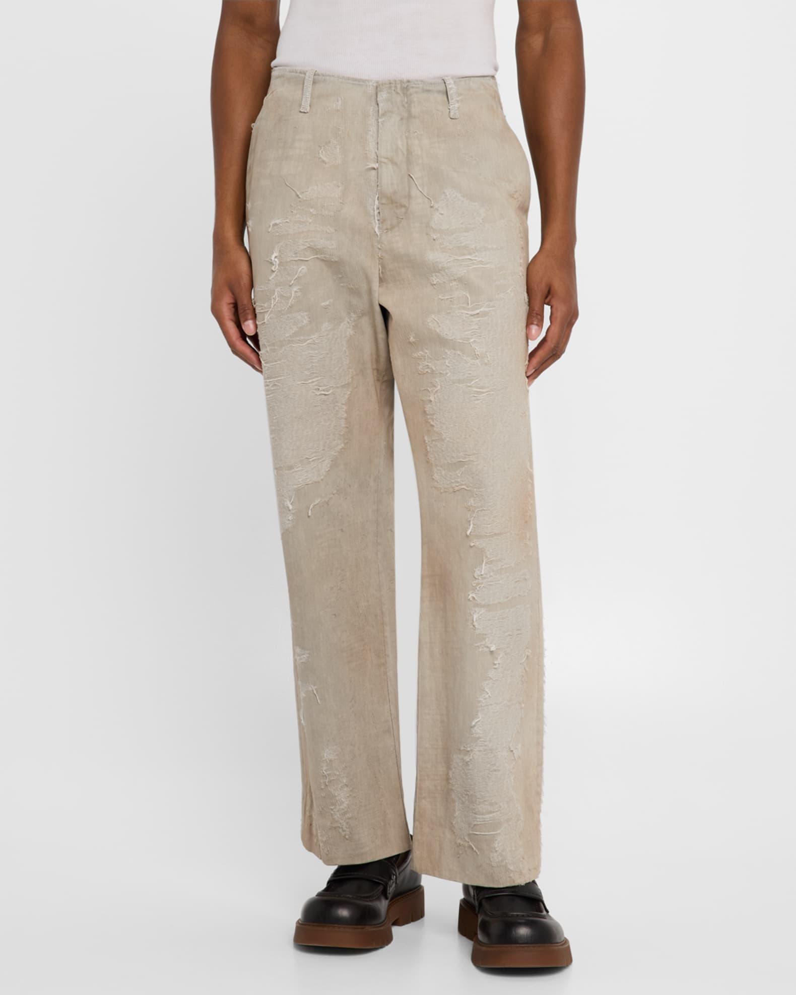 Men's Distressed Jacquard Denim Pants Product Image