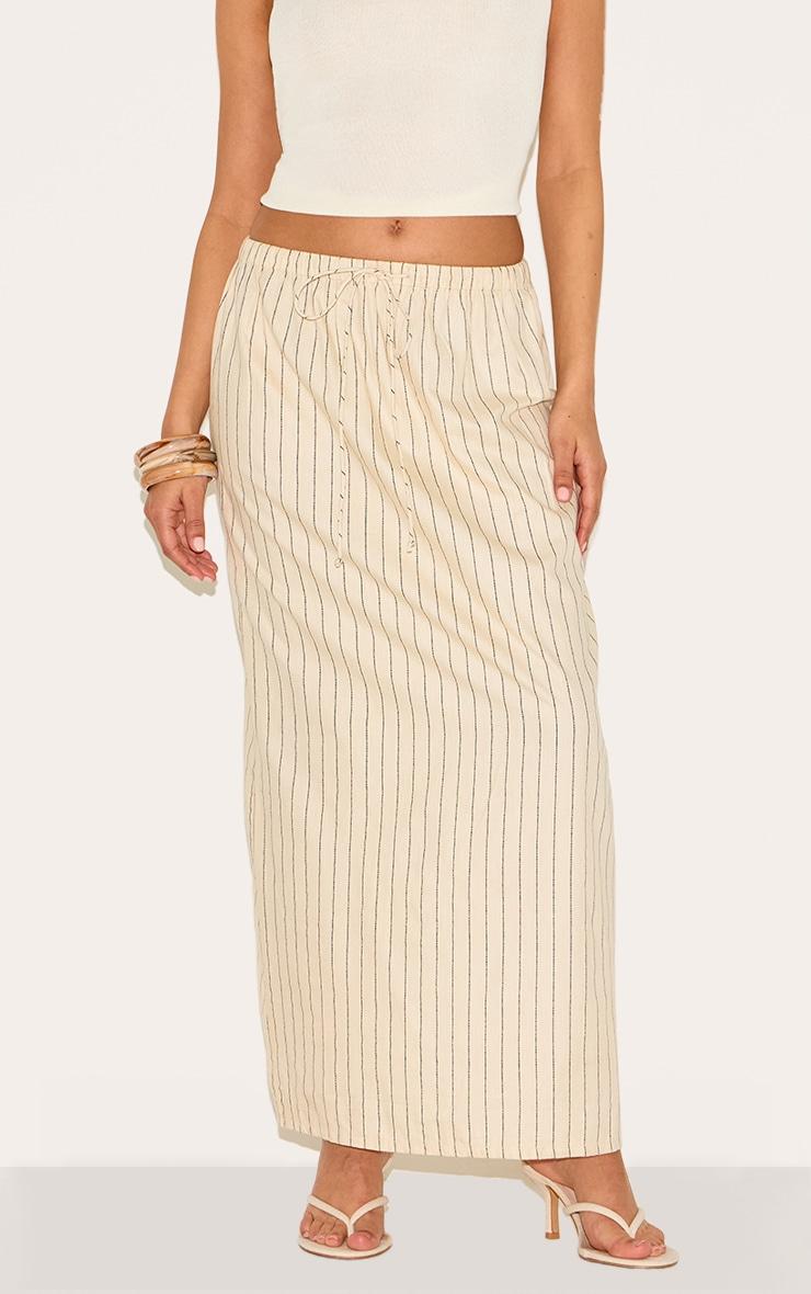 Petite Stone Cotton Drawstring Tie Maxi Skirt Product Image