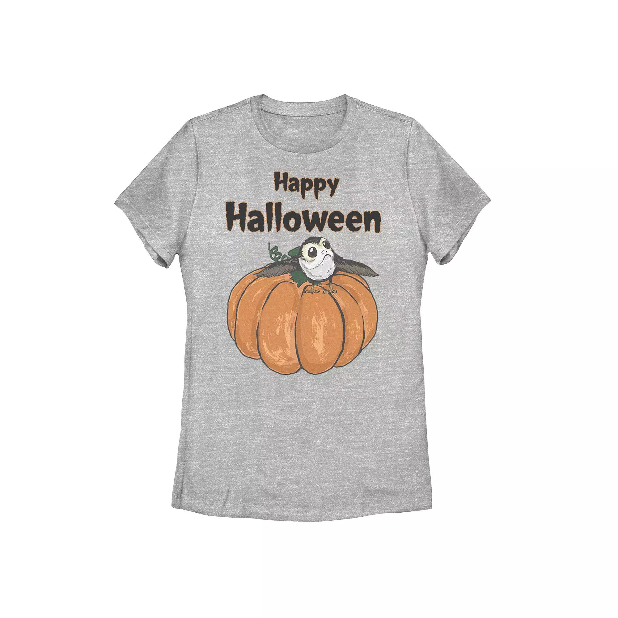 Juniors' Star Wars Porg On A Pumpkin Happy Halloween Tee, Girl's,  Product Image