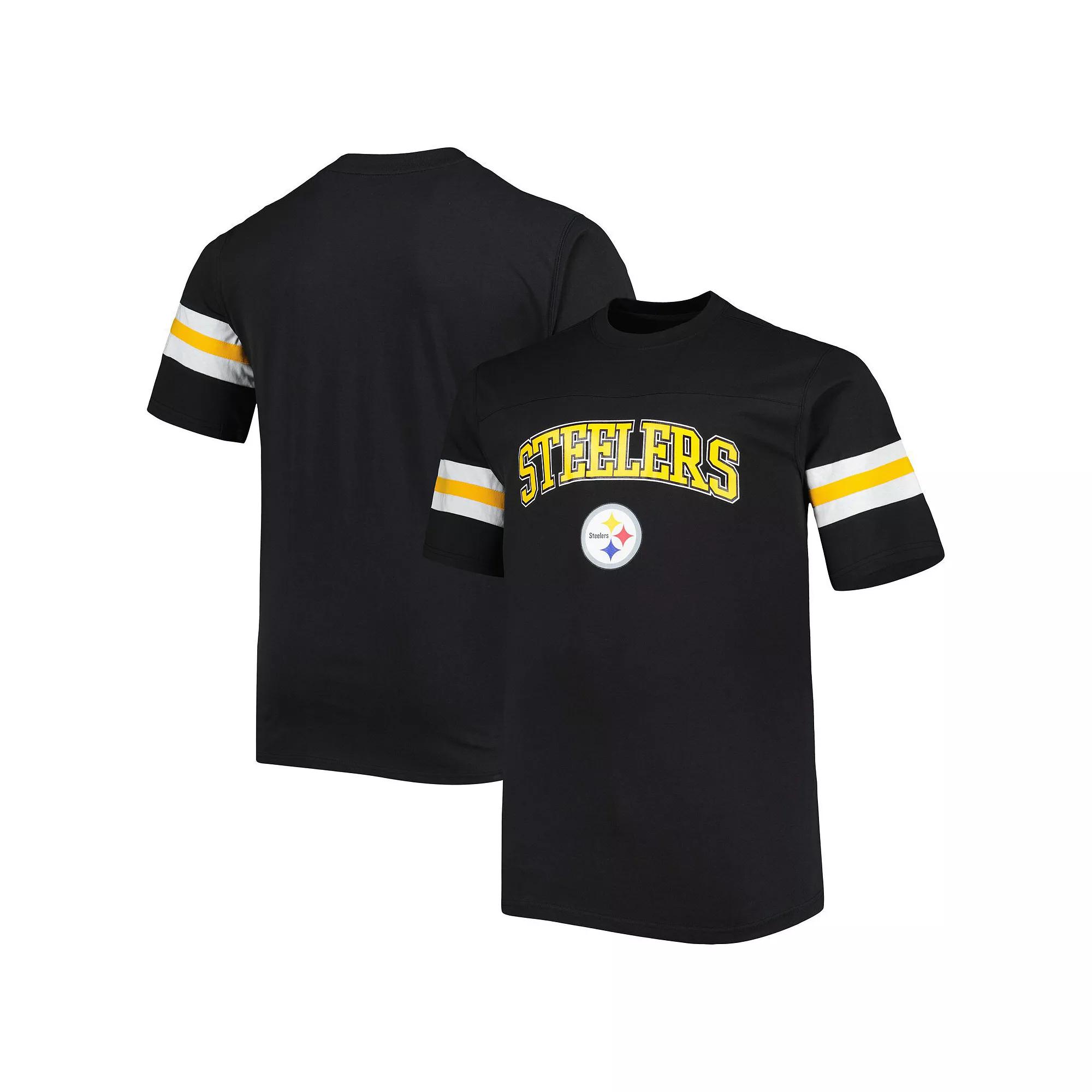 Men's Black Pittsburgh Steelers Big & Tall Arm Stripe T-Shirt, Size: XLT Product Image