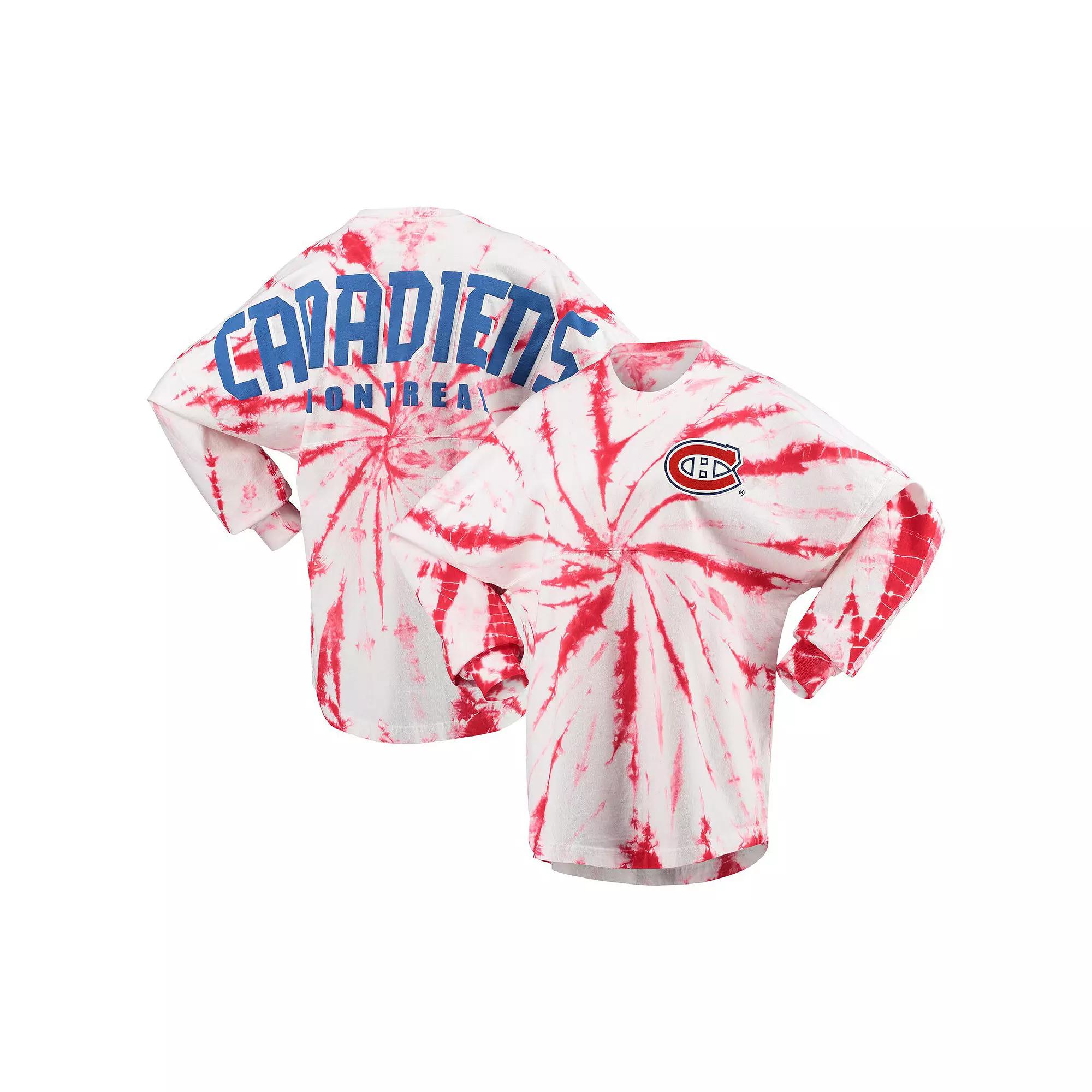Women's Red Montreal Canadiens Spiral Tie-Dye Long Sleeve T-Shirt, Size: XL, Cnd Red Product Image