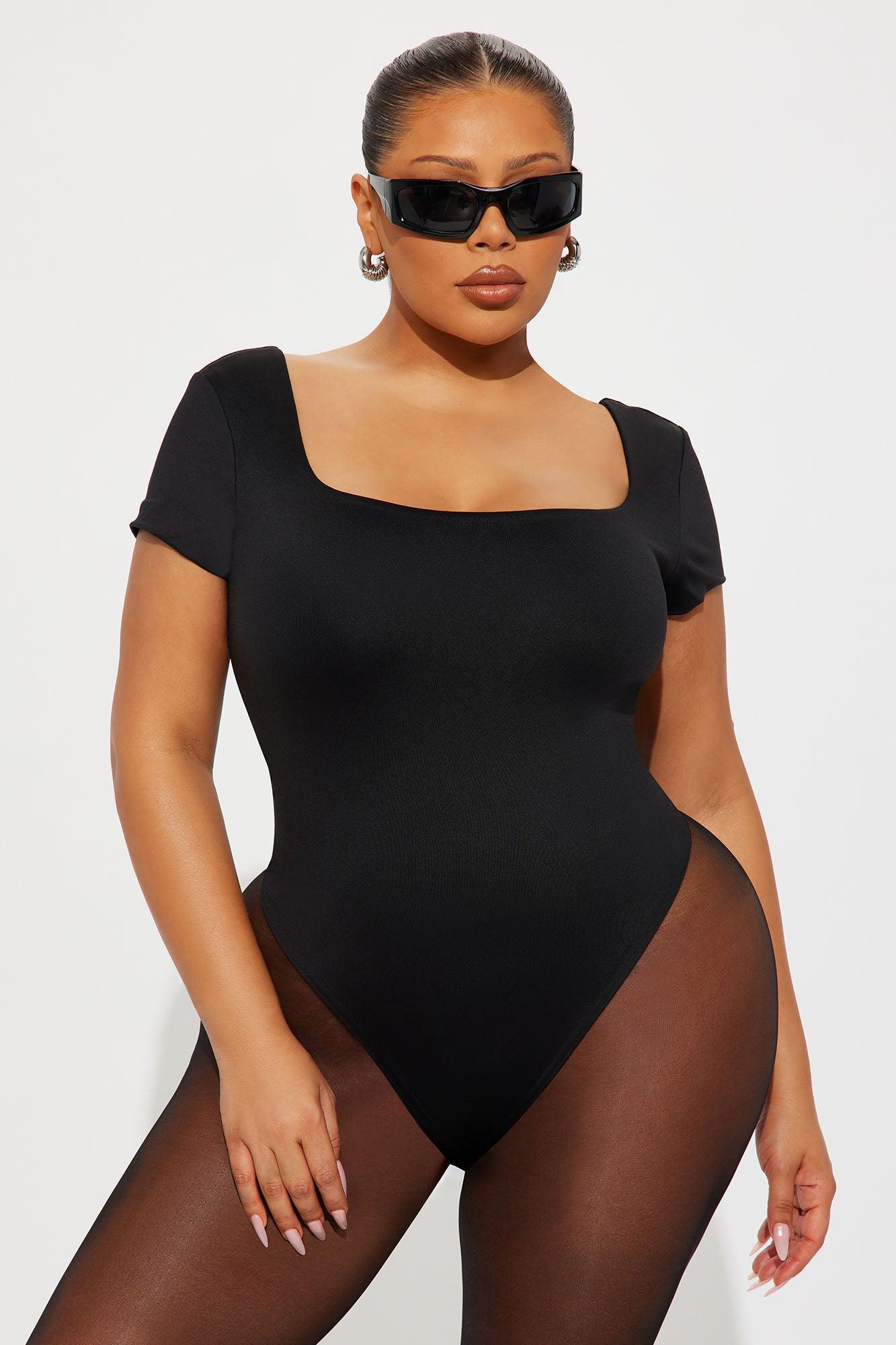 Contour Double Lined Square Neck Bodysuit - Black Female Product Image