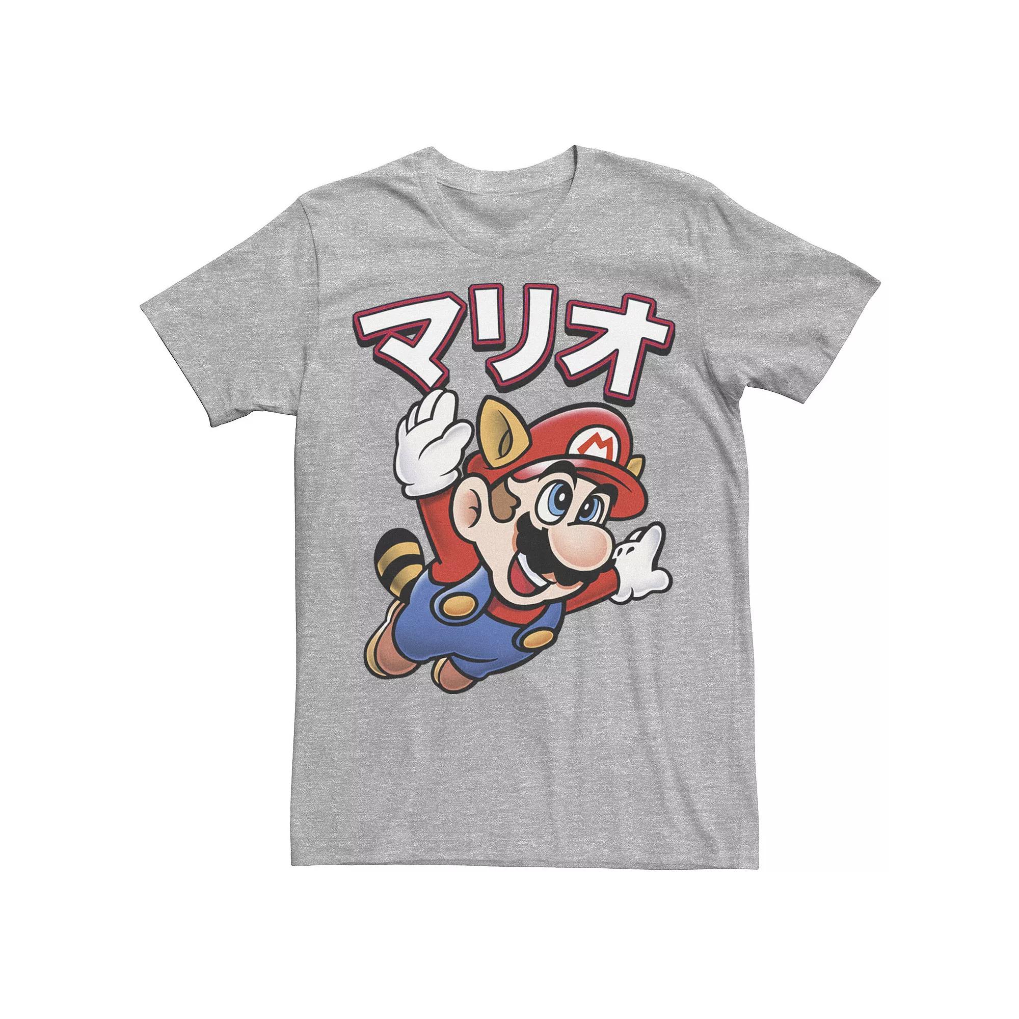 Men's Nintendo Super Mario Raccoon Kanji Tee, Size: 3XL, Athletic Grey Product Image