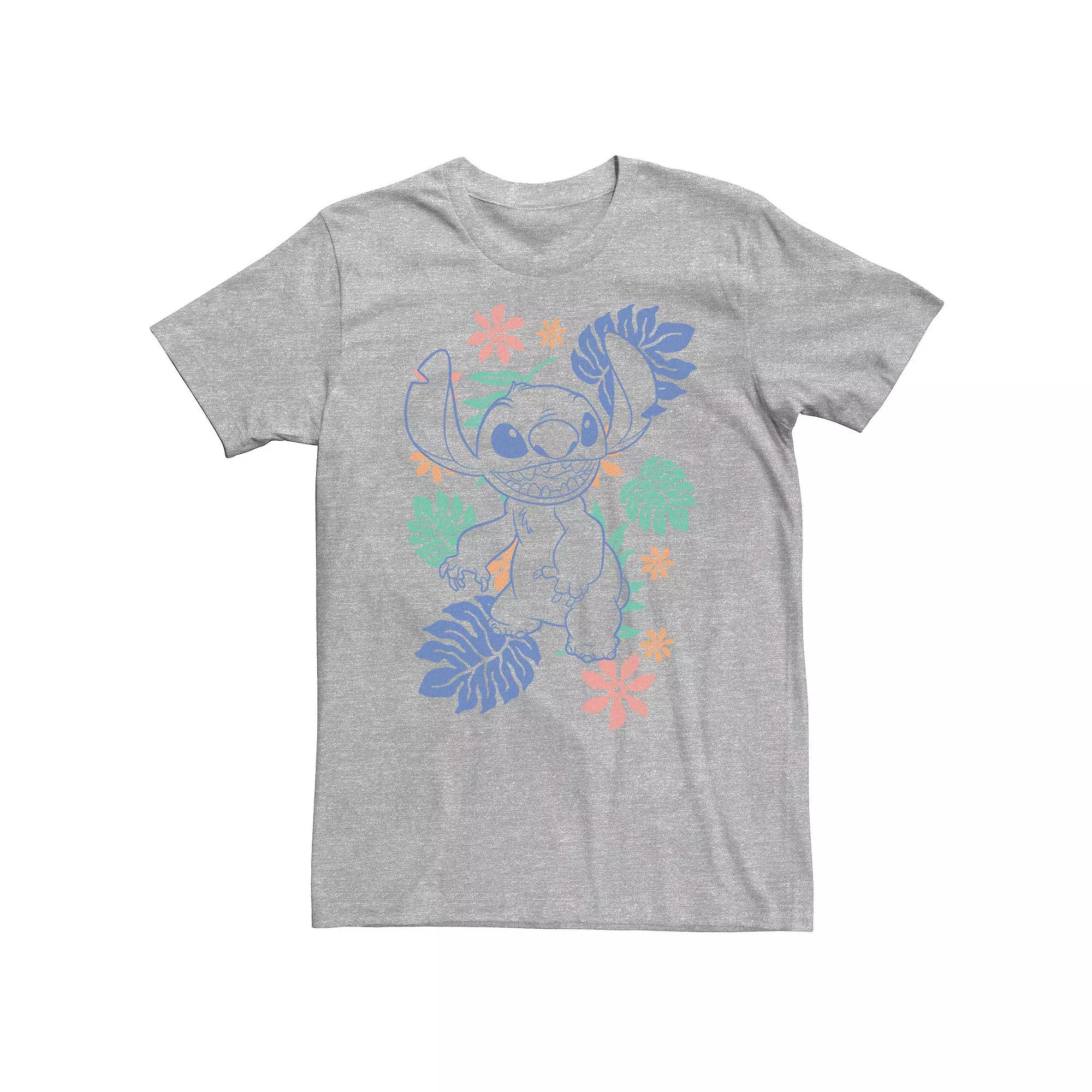 Big & Tall Disney Lilo & Stitch Hawaiian Plants Stitch Outline Sketch Tee, Men's,  Product Image
