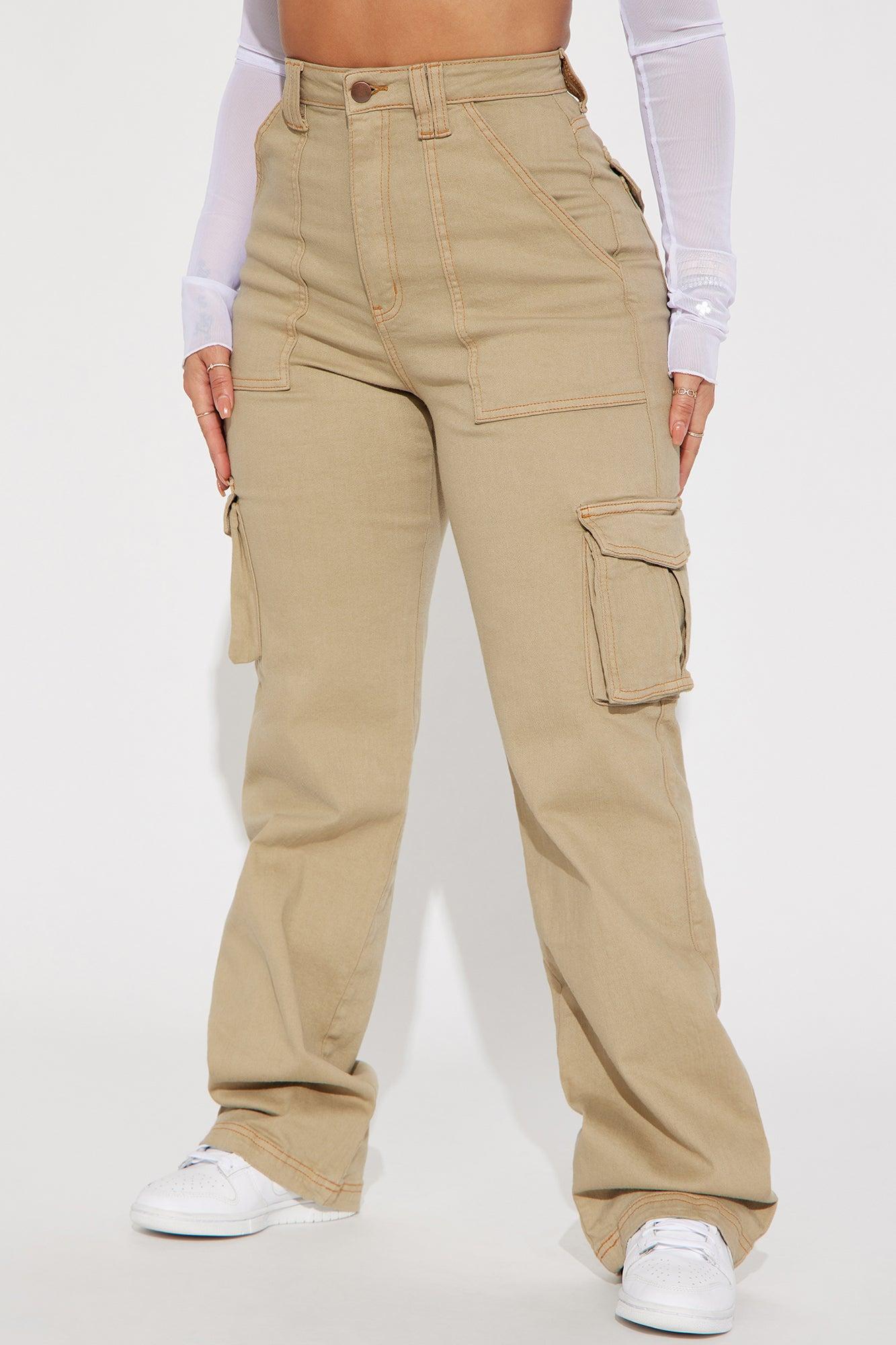 Won't Be Knocked Down Cargo Boyfriend Jeans - Khaki Product Image