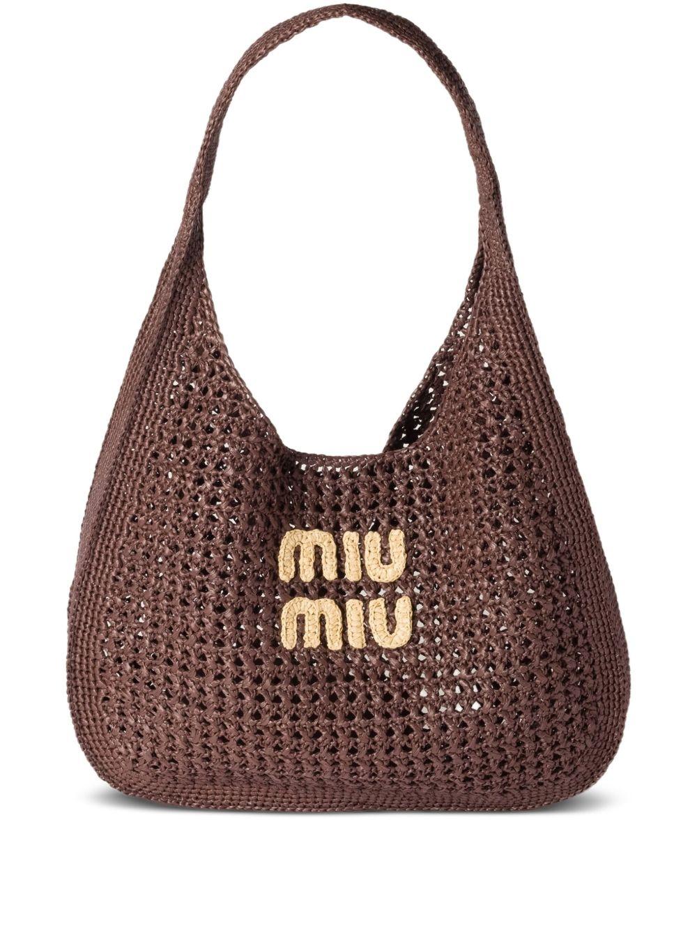 Raffia-effect woven shoulder bag Product Image