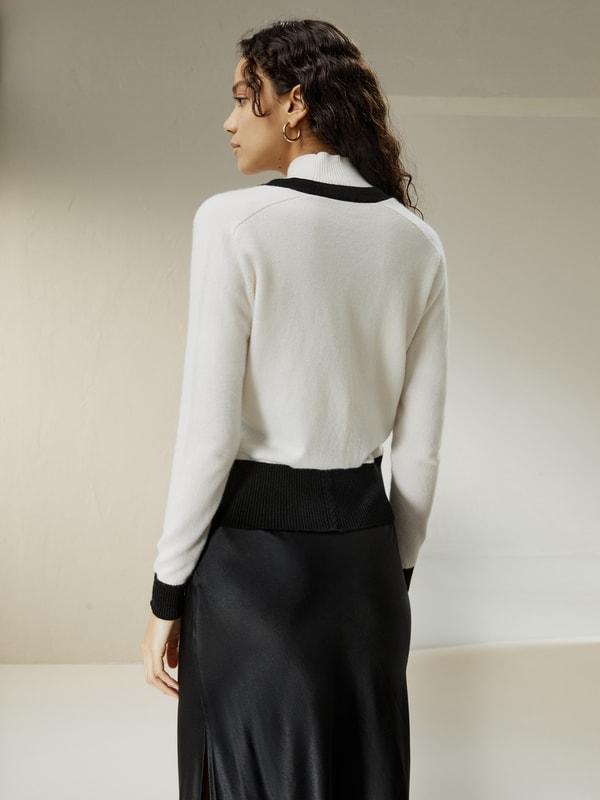 Gemini Cashmere Cardigan with Contrasting Hem Product Image