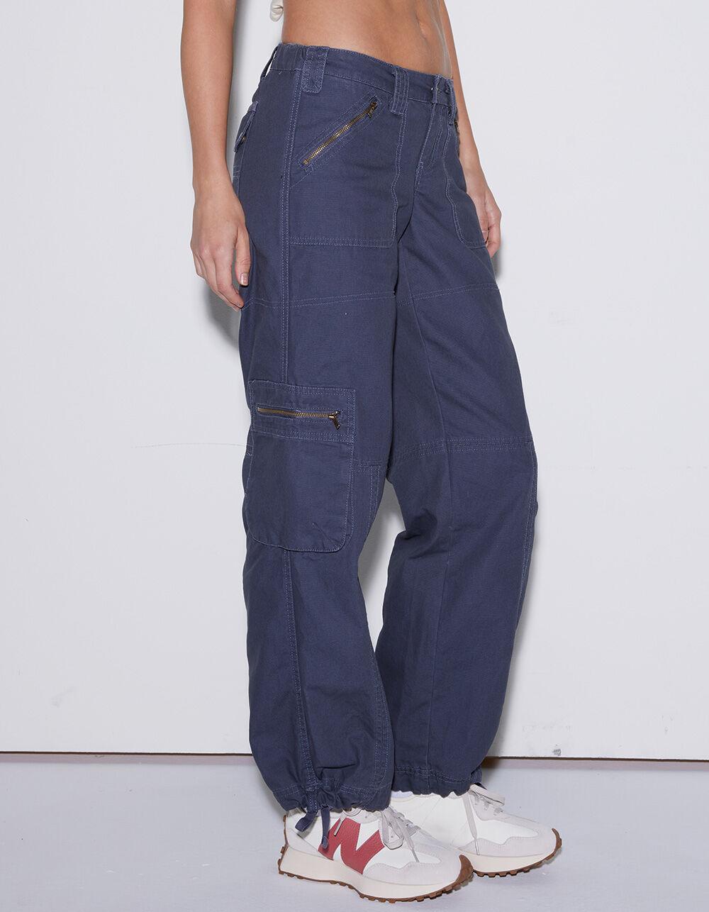 RSQ Womens Low Rise Overdye Cargo Zipper Pants - FADED NAVY Product Image