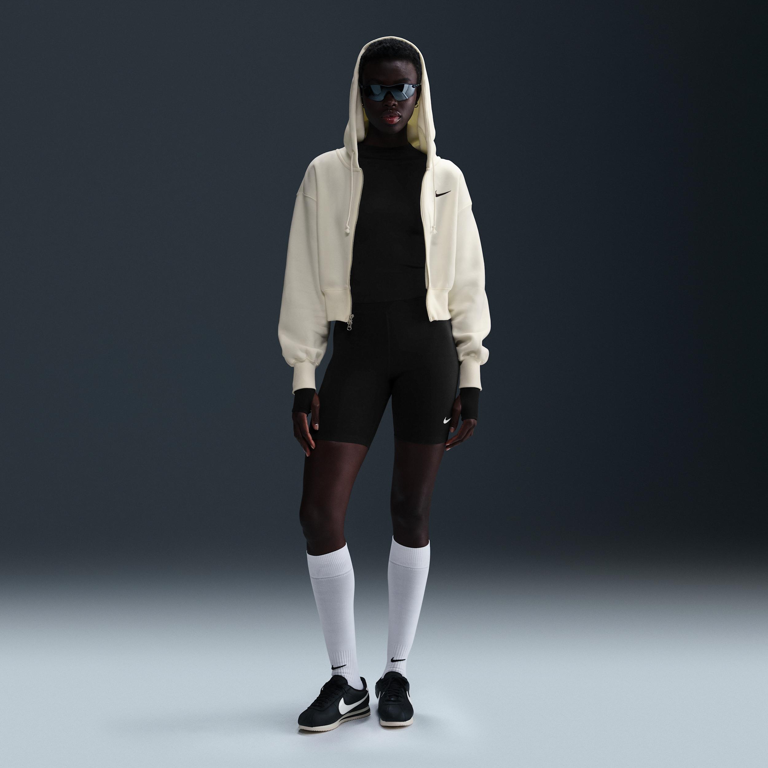 Womens Nike Sportswear Phoenix Fleece Loose Cropped Full-Zip Hoodie | HJ0940-133 Product Image